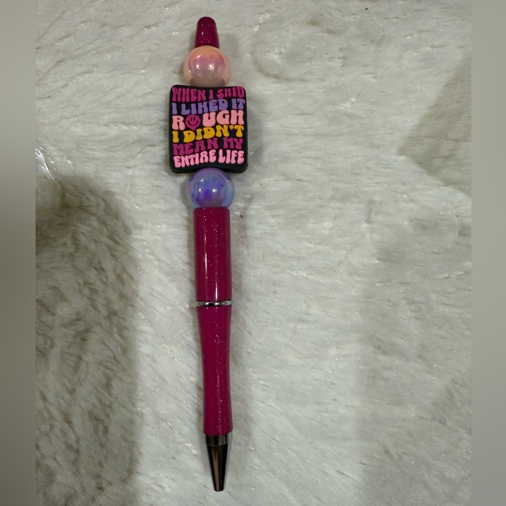 Pink Pen with Colorful Beads